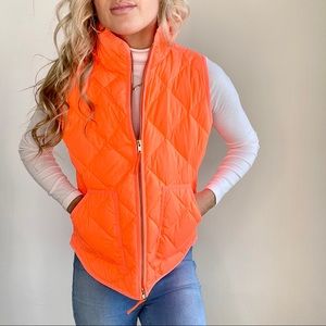 J. CREW Neon Hunter Orange Quilted Vest